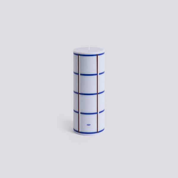Column Candle - Medium - Light blue, blue, bordeaux and silver