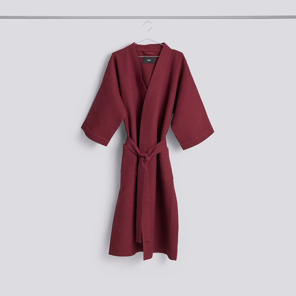 Waffle Bathrobe - Burgundy - Burgundy