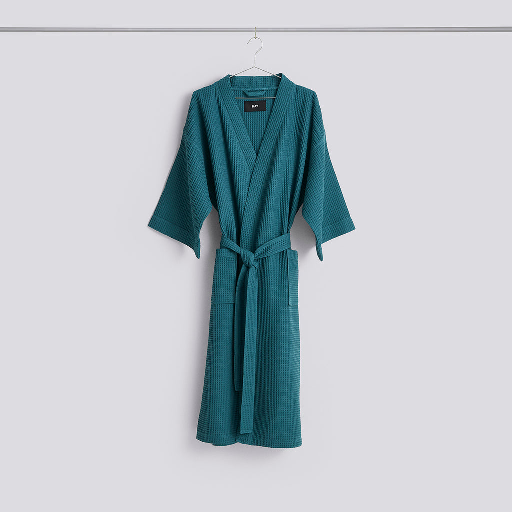Waffle Bathrobe - Petrol blue - Petrol blue