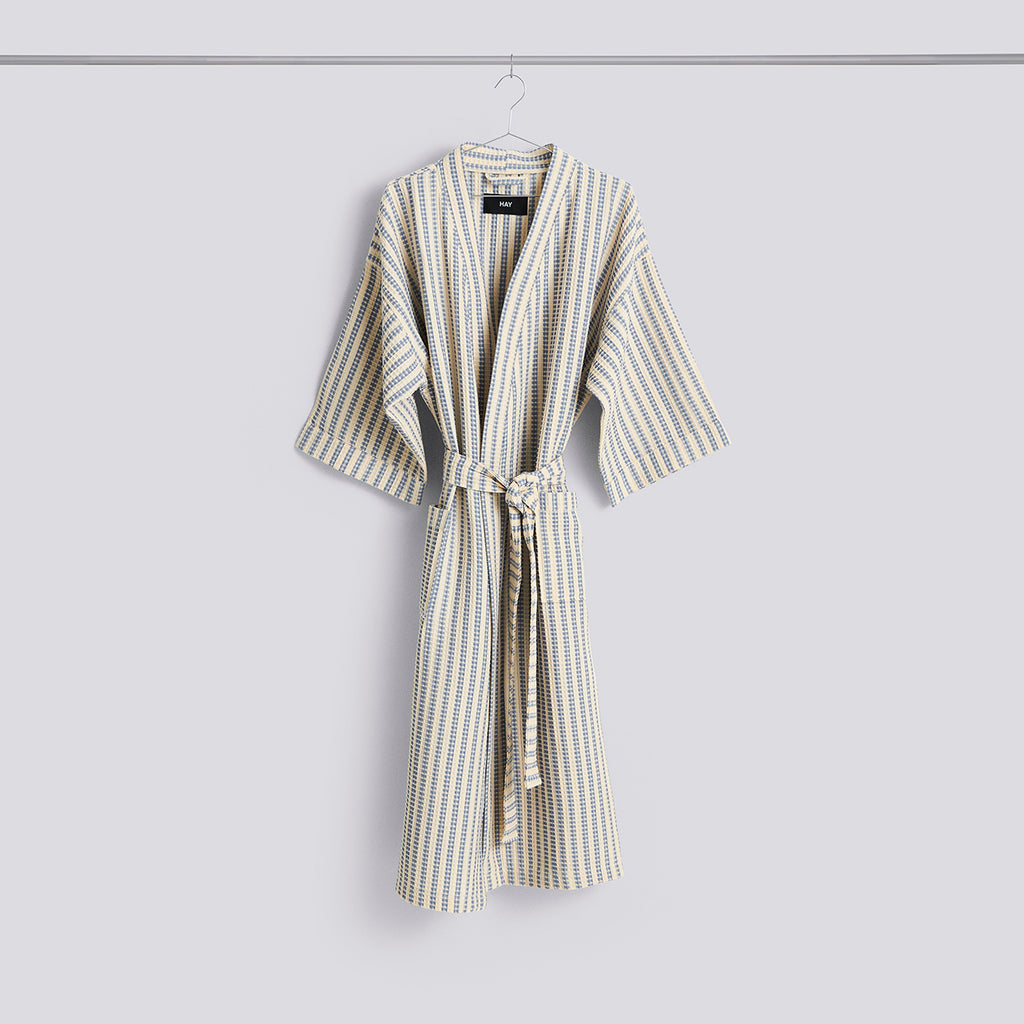 Waffle Bathrobe - Stripe dusty blue - Stripe dusty blue