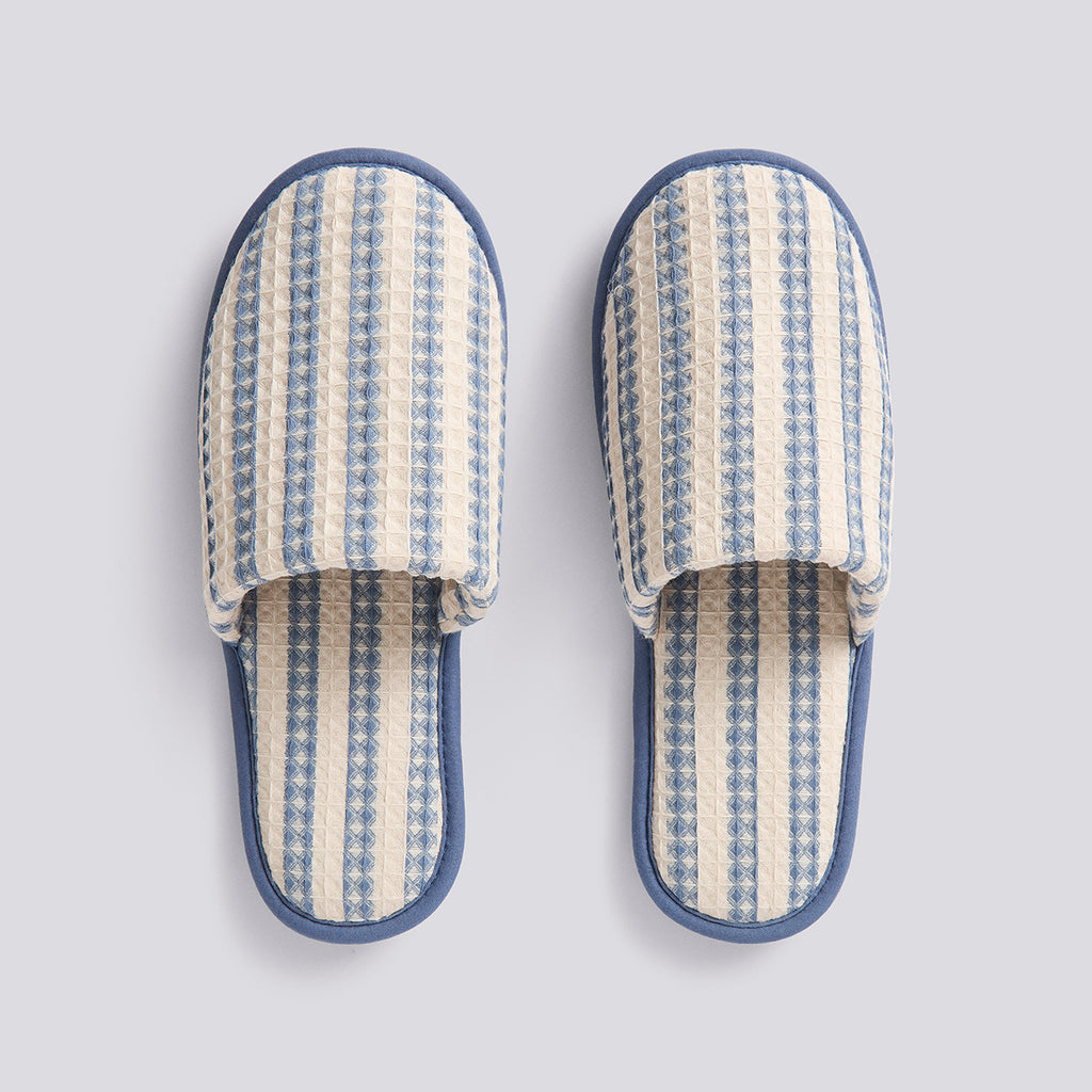 Waffle Slippers - Stripe dusty blue - Stripe dusty blue