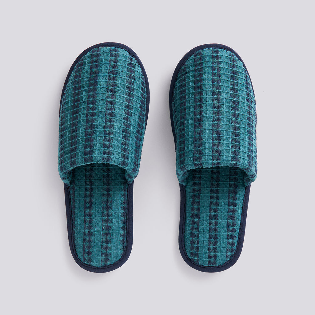 Waffle Slippers - Stripe petrol blue - Stripe petrol blue
