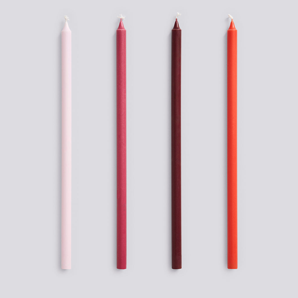 Slim Candle - Set of 4 - Pink and red