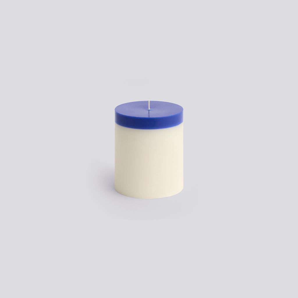 Silo Candle - Medium - Ivory and royal blue