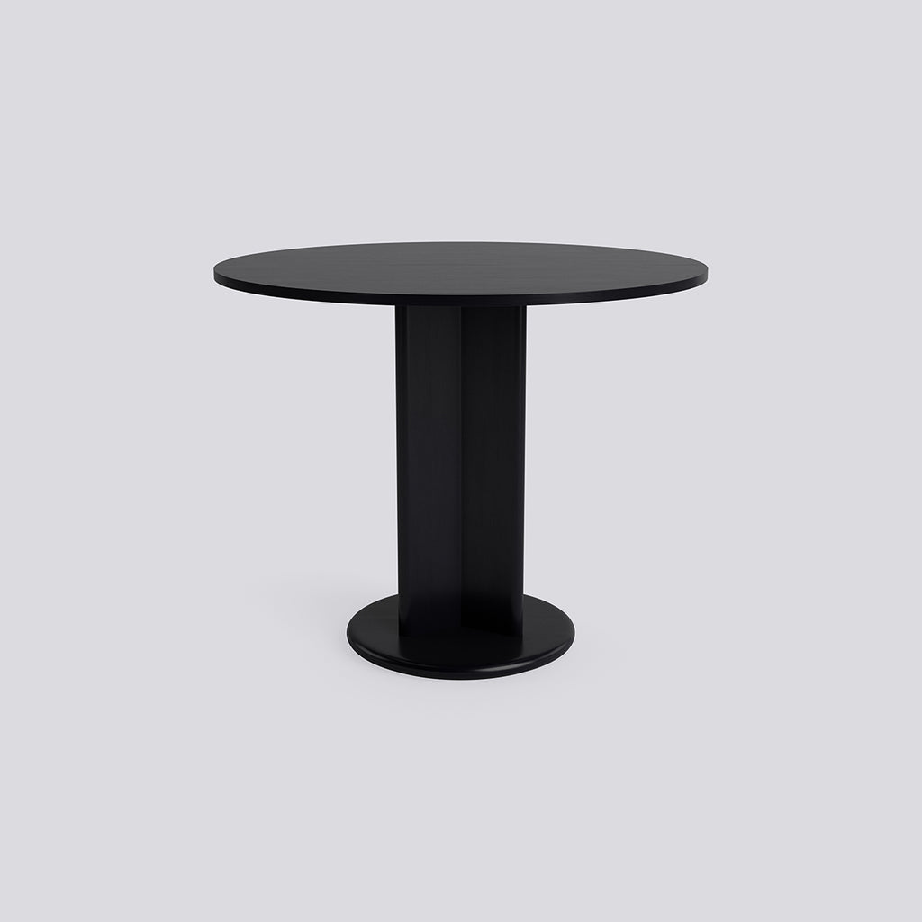 Chisel 29 Table Round Column base - Black lacquered oak - Ø90 x H74