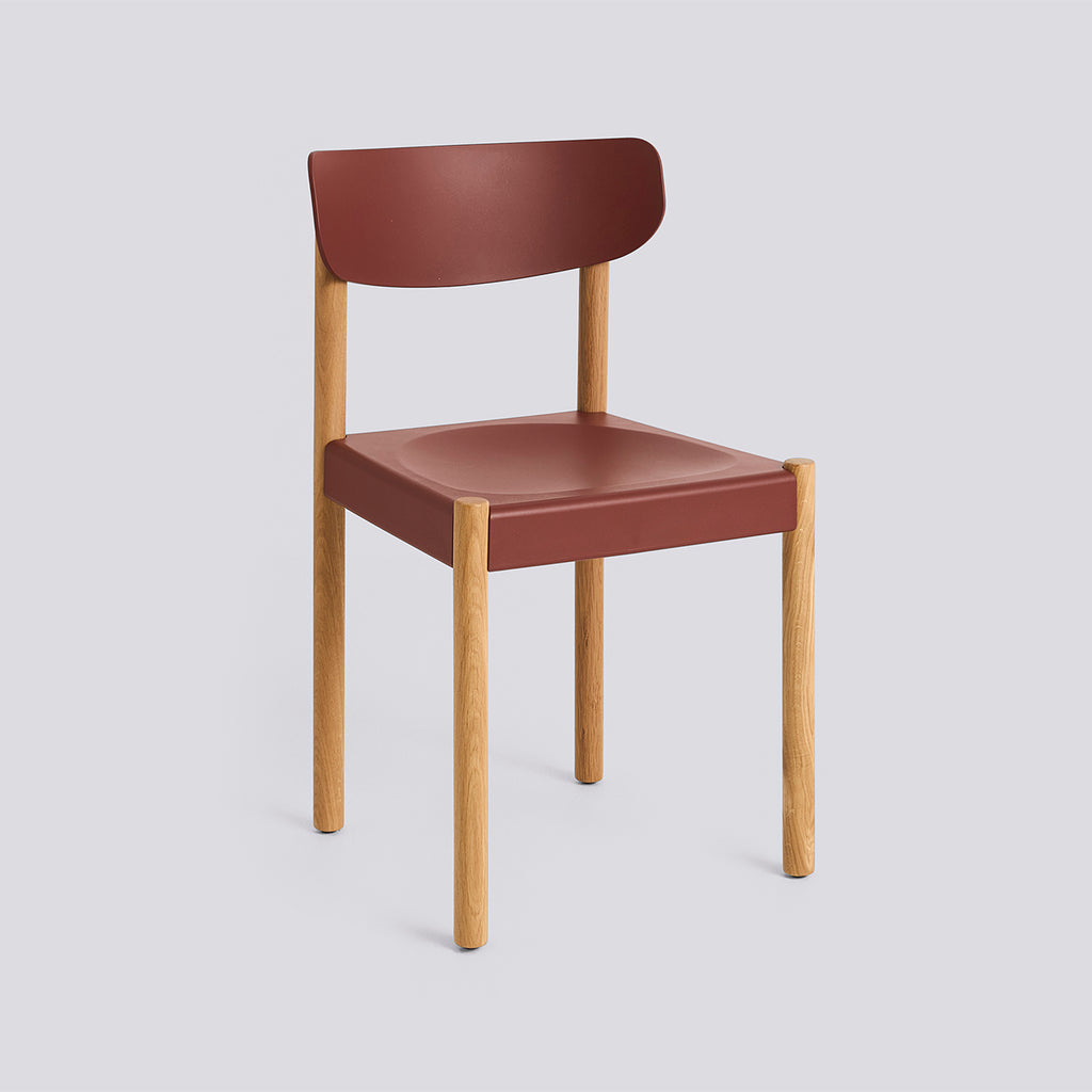 Pack Chair 10 Oiled solid oak 4 leg base Standard glider - Hull red