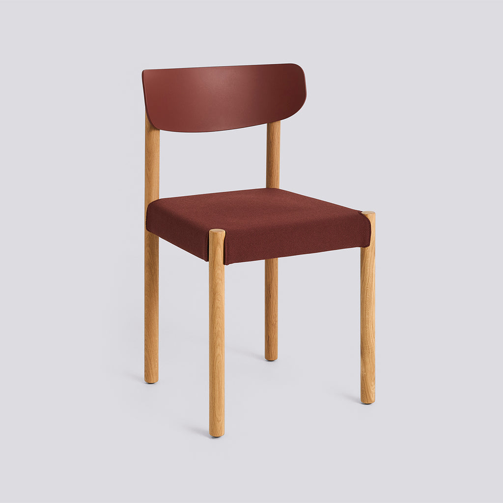 Pack Chair 11 Oiled solid oak 4 leg base Standard glider - Hull red back + upholstery - Steelcut - 655