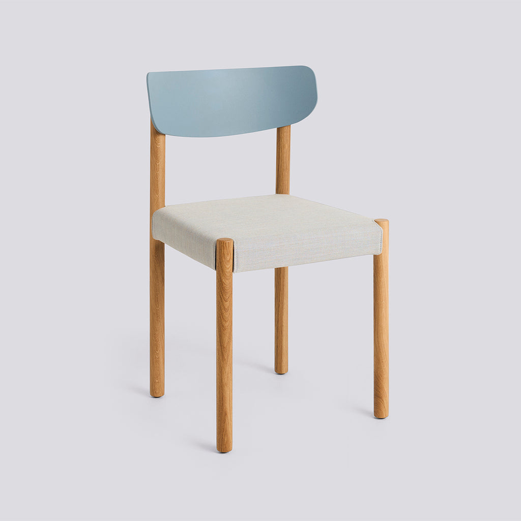 Pack Chair 11 Oiled solid oak 4 leg base Standard glider - Ash blue back + upholstery - Remix - 606