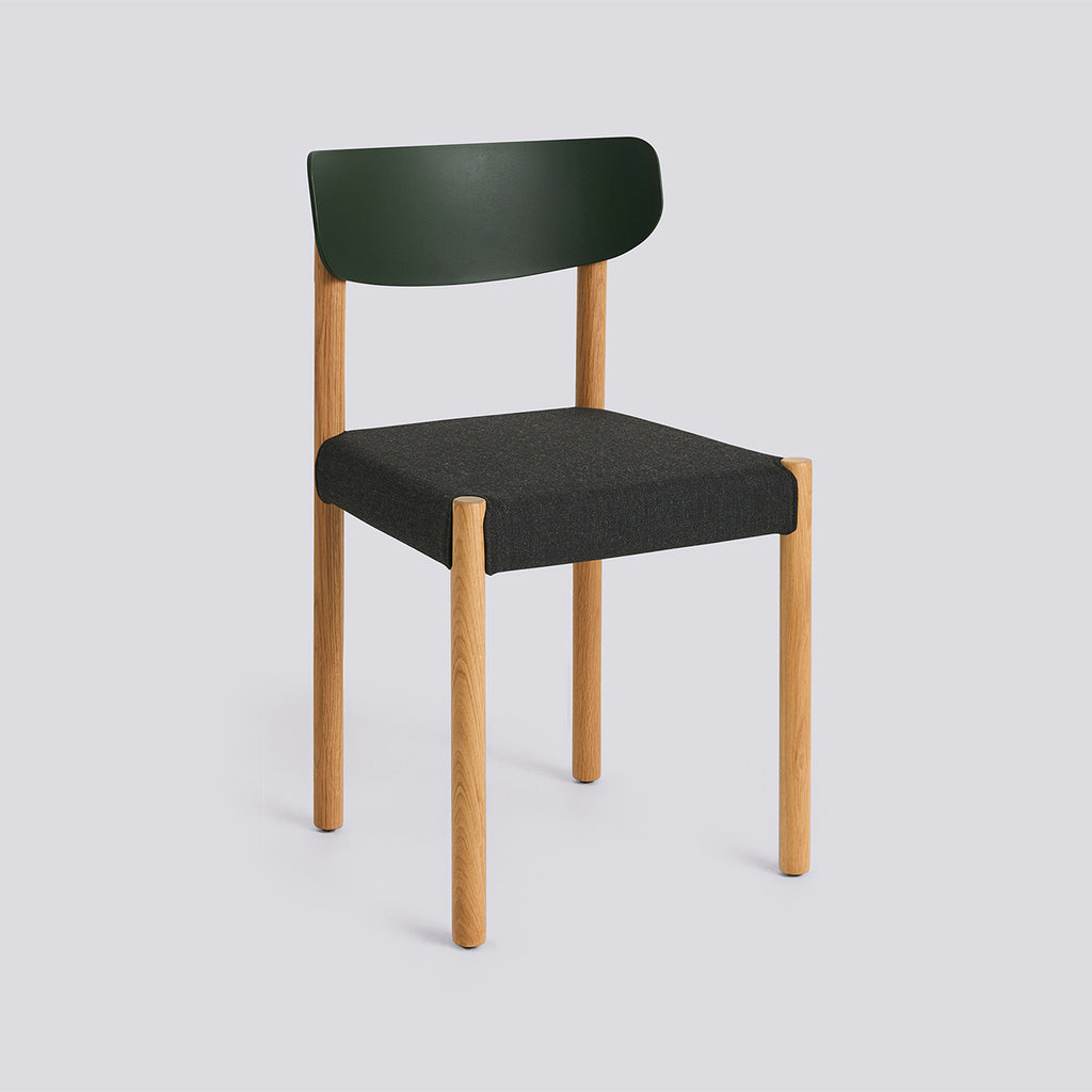 Pack Chair 11 Oiled solid oak 4 leg base Standard glider - Palm green back + upholstery - Remix - 973