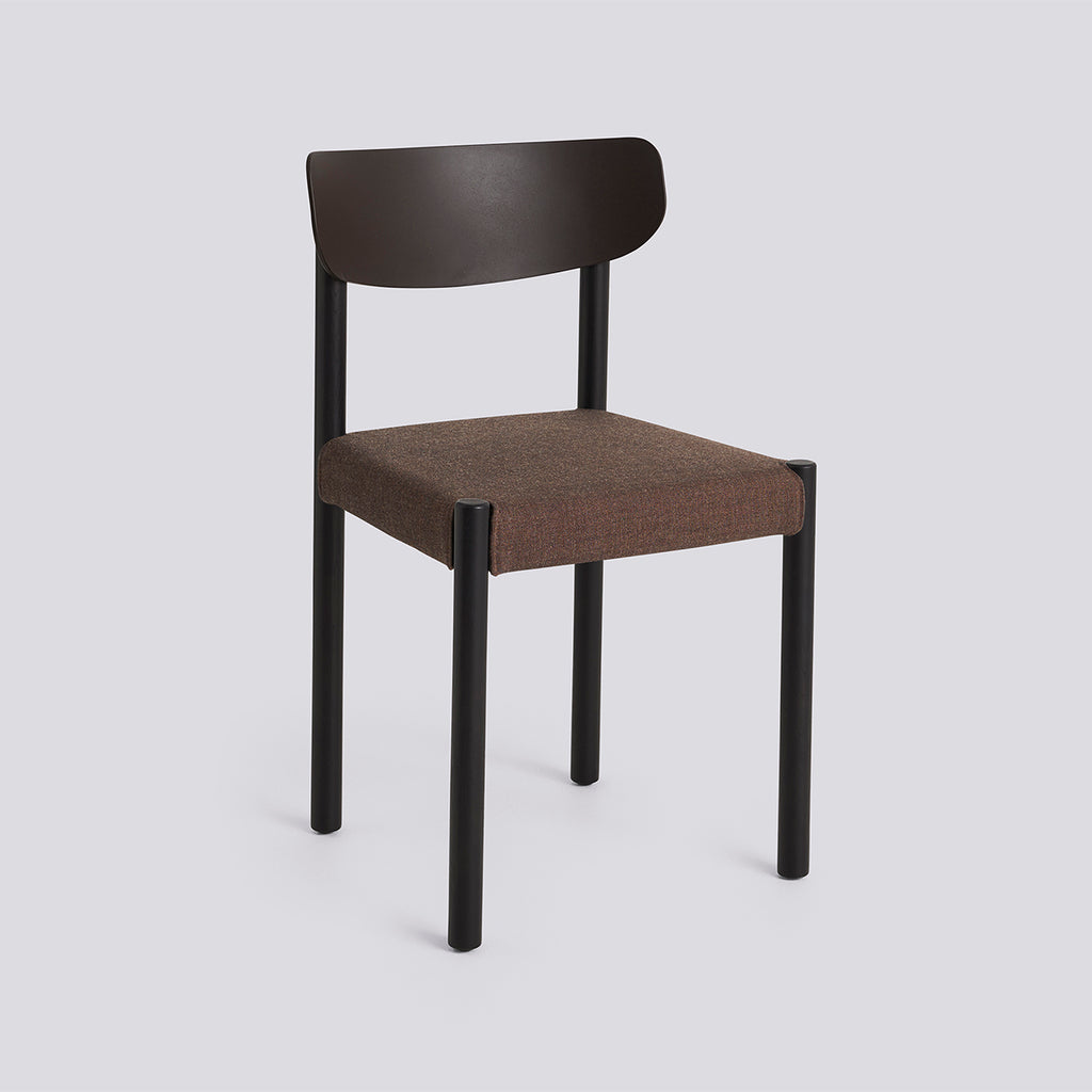 Pack Chair 11 Iron black lacquered solid oak 4 leg base Standard glider - Graphite brown back + upholstery - Remix - 356
