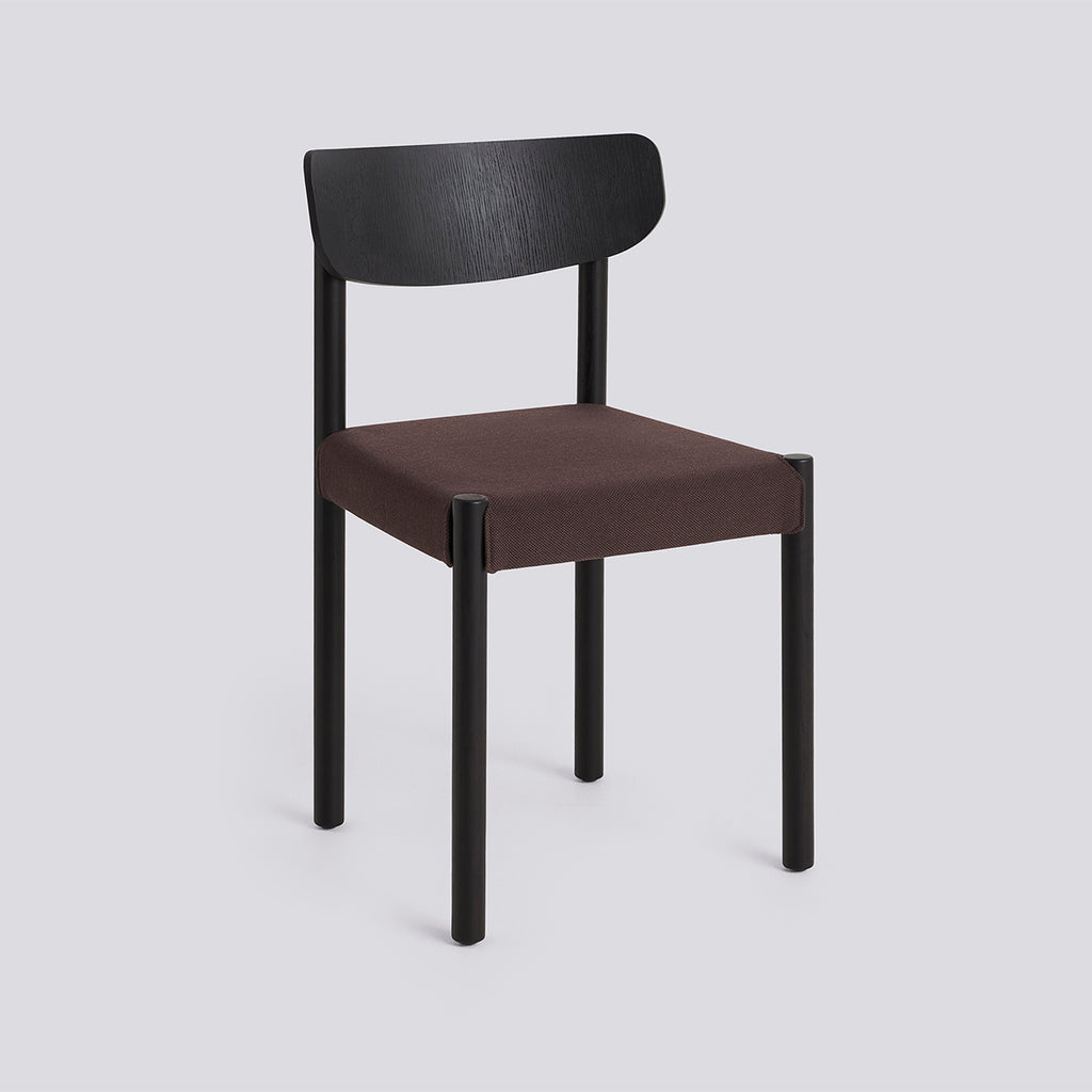 Pack Chair 11 Iron black lacquered solid oak 4 leg base Standard glider - Iron black oak veneer + upholstery - Steelcut - 695