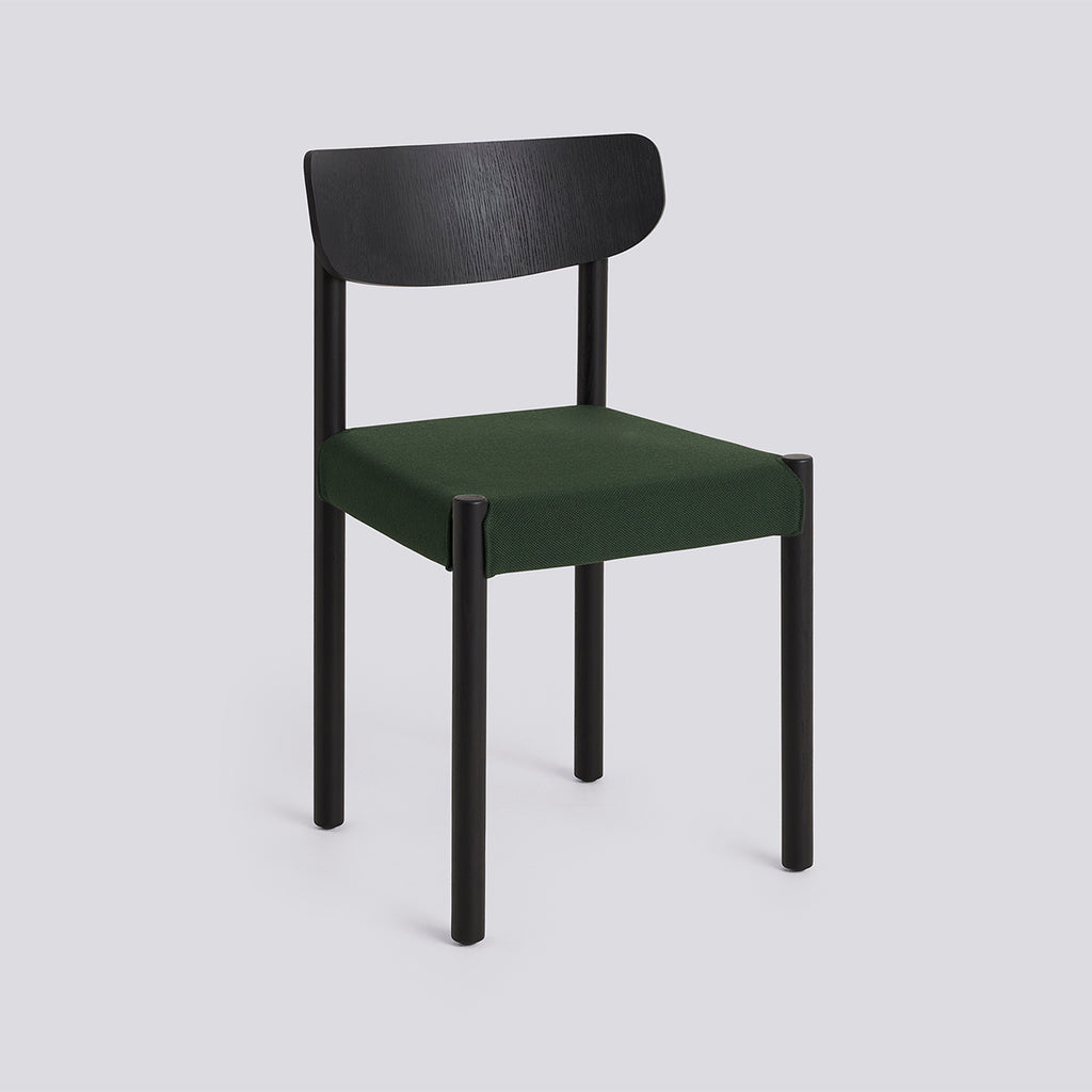 Pack Chair 11 Iron black lacquered solid oak 4 leg base Standard glider - Iron black oak veneer + upholstery - Steelcut - 975