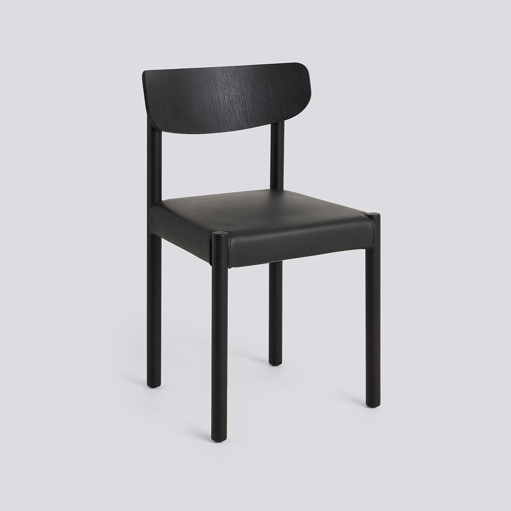 Pack Chair 11 Iron black lacquered solid oak 4 leg base Standard glider - Iron black oak veneer + upholstery - Grano - Black